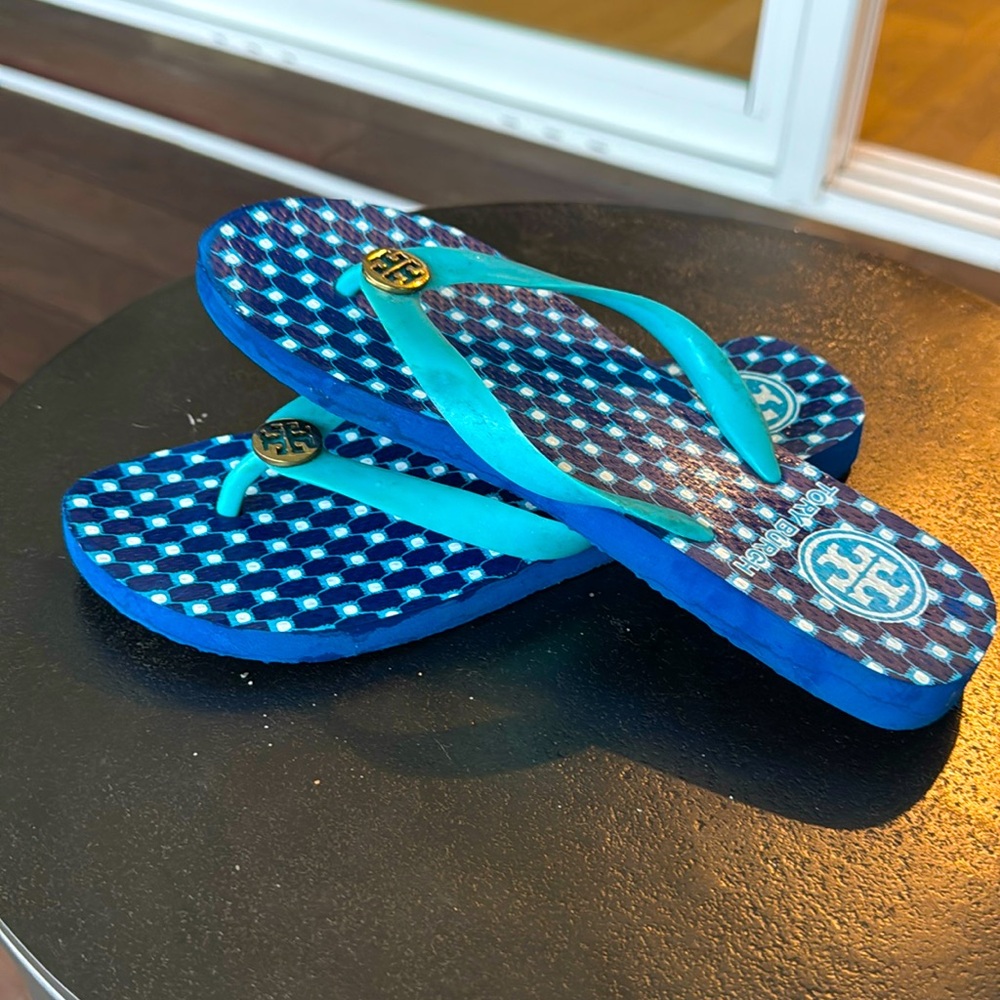 Tory Burch sandals , bright blue , size 7.5
